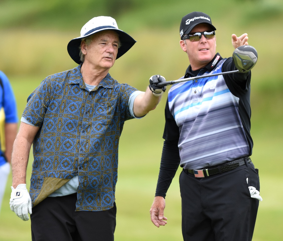 Actor Bill Murray and PGA Pro D.A. Points confer on a shot during the John Deere Classic Pro-Am Wednesday, July 8, 2015, in Silvis. (Photo by Todd Mizener - Dispatch/Argus)