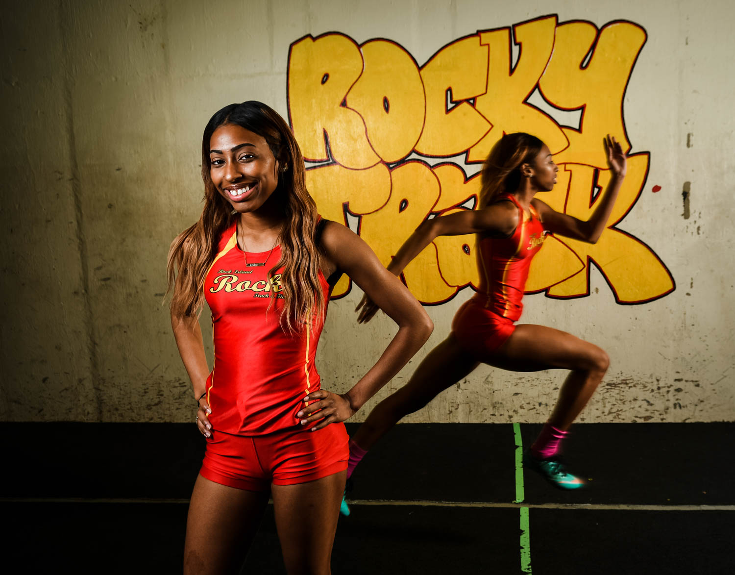 Rock Island sprinter Mykedra Craig is this week's Dispatch-Argus-QCOnline Metro Pacesetter. Craig won four events at the Gene Shipley Invitational on Saturday — the 100 and 200 individual events and also anchored the winning 4x100 and 4x200 relays. (Todd Mizener - Dispatch/Argus) 
