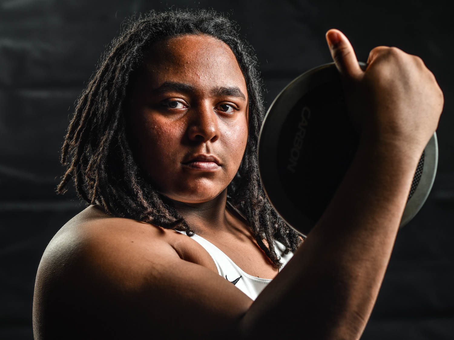 United Township High School thrower Xavier Wickersham poses for this week's Pacesetter portrait. The senior won both the shot and discus at the recent Galesburg Invitational.  (Todd Mizener - Dispatch/Argus) 